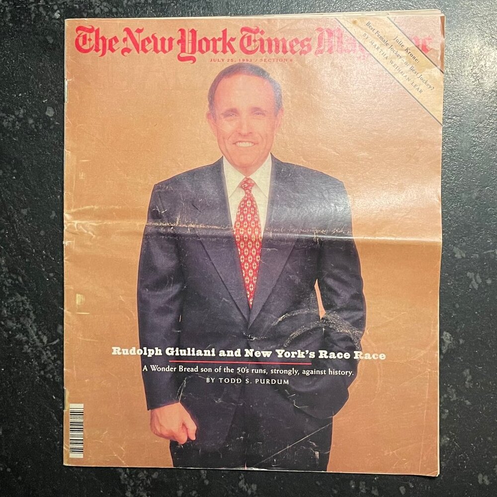 Vintage New York Times Magazine Featuring Rudolph Giuliani, July 25, 1993